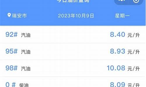 瑞安95汽油价格是多少_瑞安油价